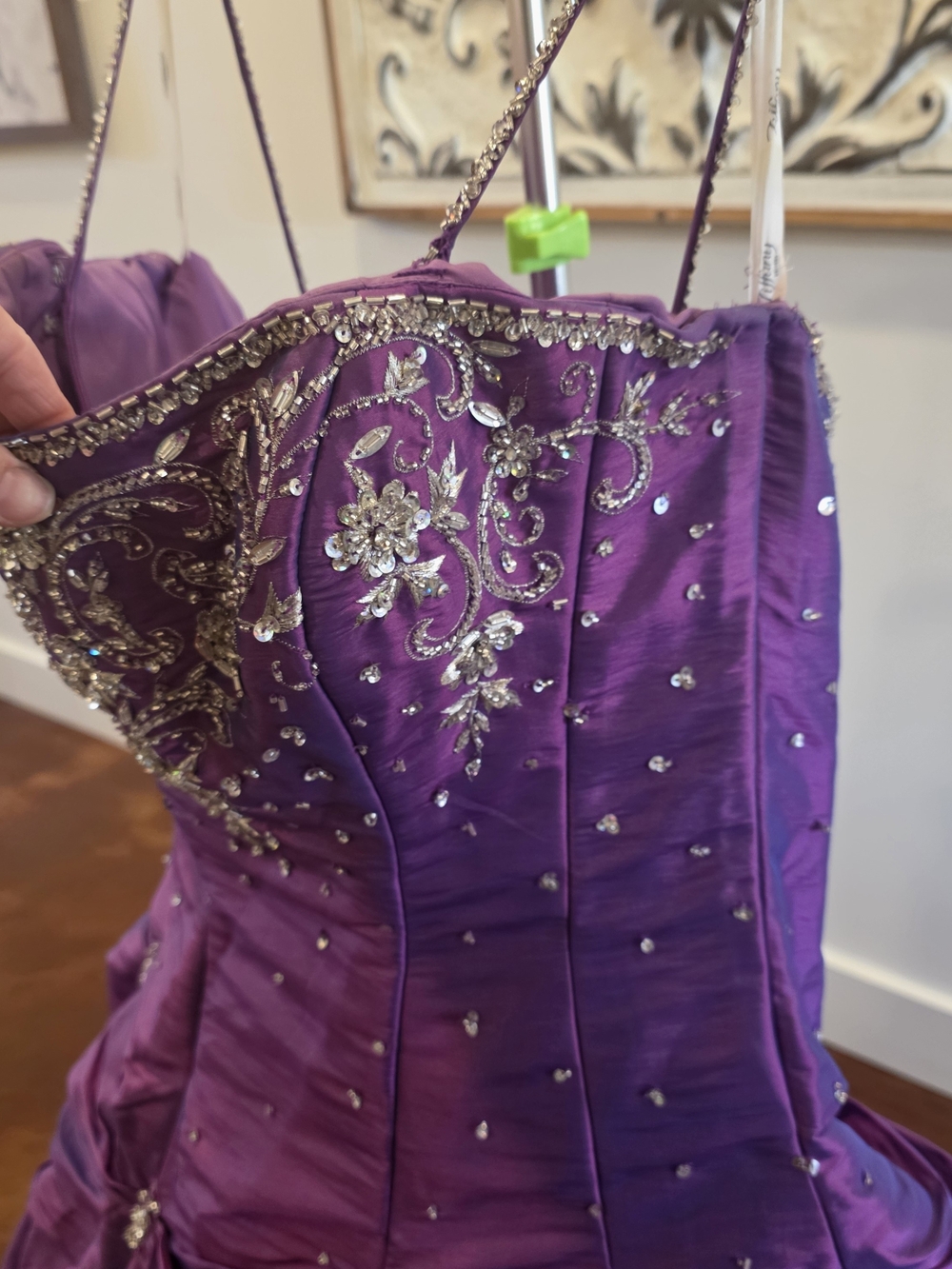 Tiffany Designs Size 14 Purple Beaded Corset Ball Gown Formal Prom/Pageant Dress - Picture 7 of 14